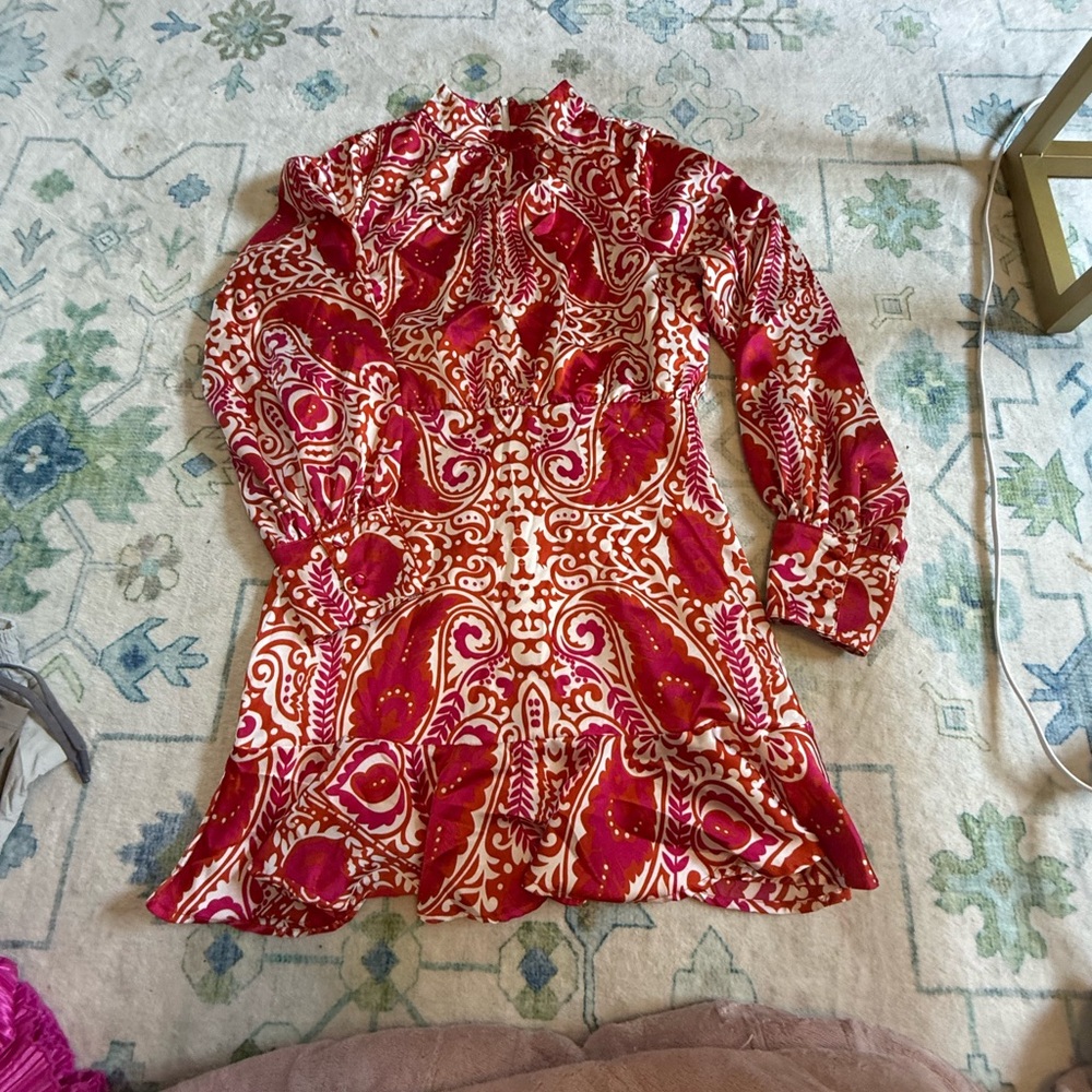 Charisma Red and Pink Paisley Mini Dress
